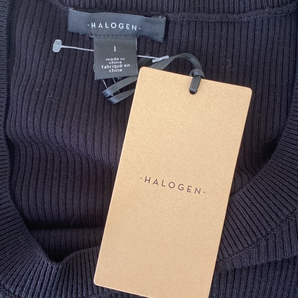 Halogen Puff Sleeve Sweater BLACK, Size Large NWT - Picture 7 of 12